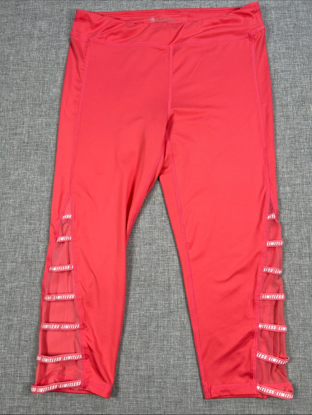 Ideology XL Pink Capri Leggings Limitless Mesh Cutout Strappy Activewear